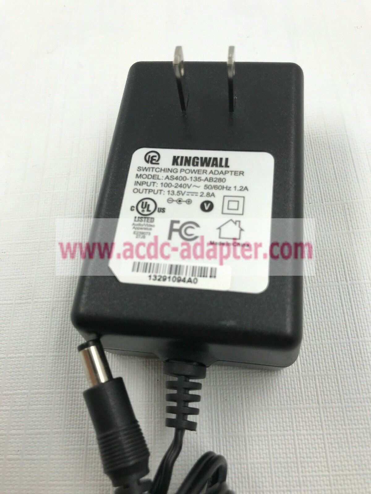 NEW Kingwall AS400-135-AB280 AC Adapter Switching Power Supply 13.5V 2.8A - Click Image to Close